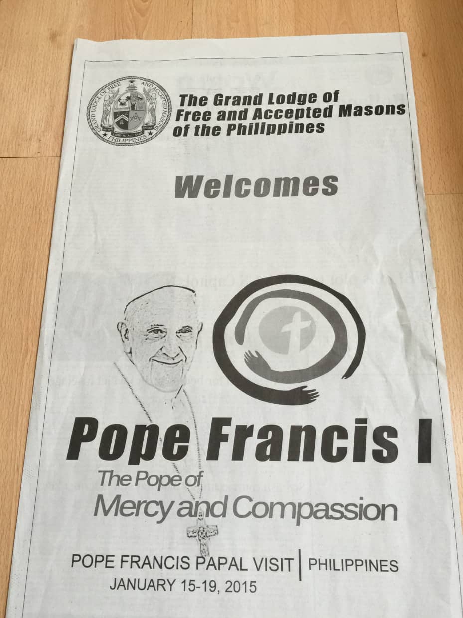 [IMAGE of Grand Lodge of Masons Buy Full Page Newspaper Ad to Welcome Pope Francis I.jpg]